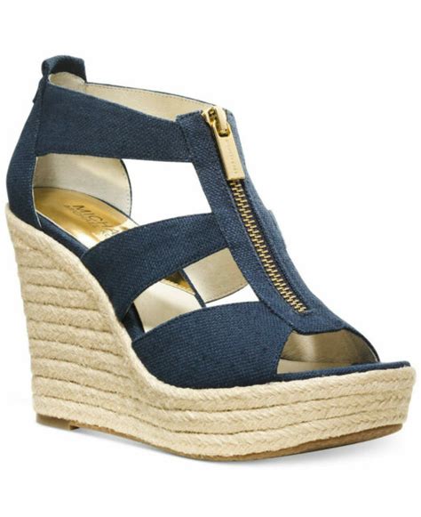 michael kors black wedge|michael kors denim wedge sandals.